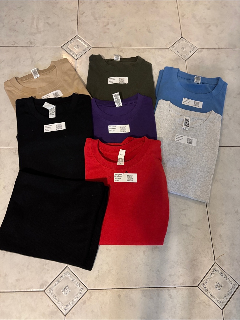 Men's Short Sleeve Crewneck Tee - Red, Black, Gray, Blue, Purple, Green, Tan